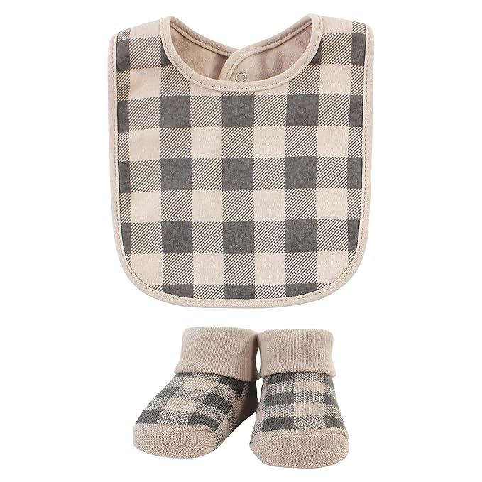Hudson Baby Unisex Baby Cotton Bib and Sock Set, Snuggle Bear, One Size