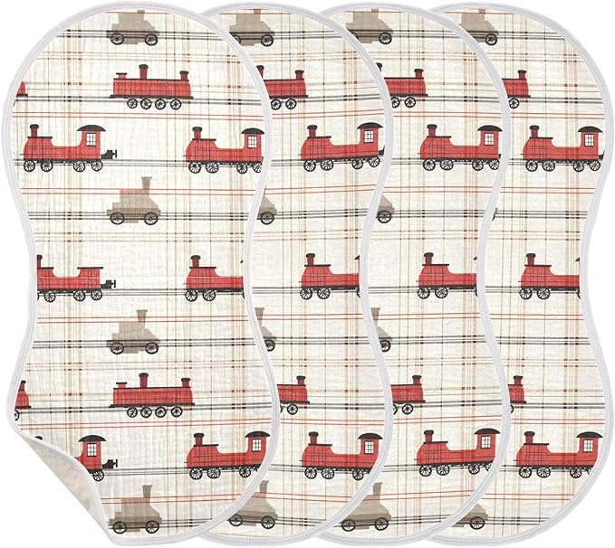 vvfelixl Intage Steam Train Burp Cloths for Baby Boy Girls Baby Washcloths Burp Rags 1 Pack