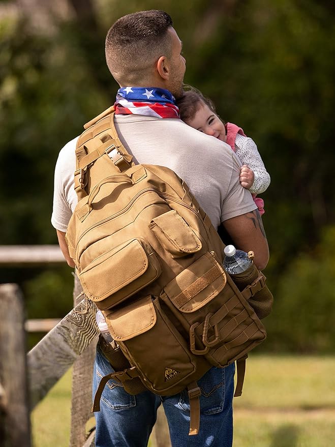 T.O.M HORIZONS Sling Diaper Bag for Dad; Single-handed Diaper Changing System. Changing Pad and much more included