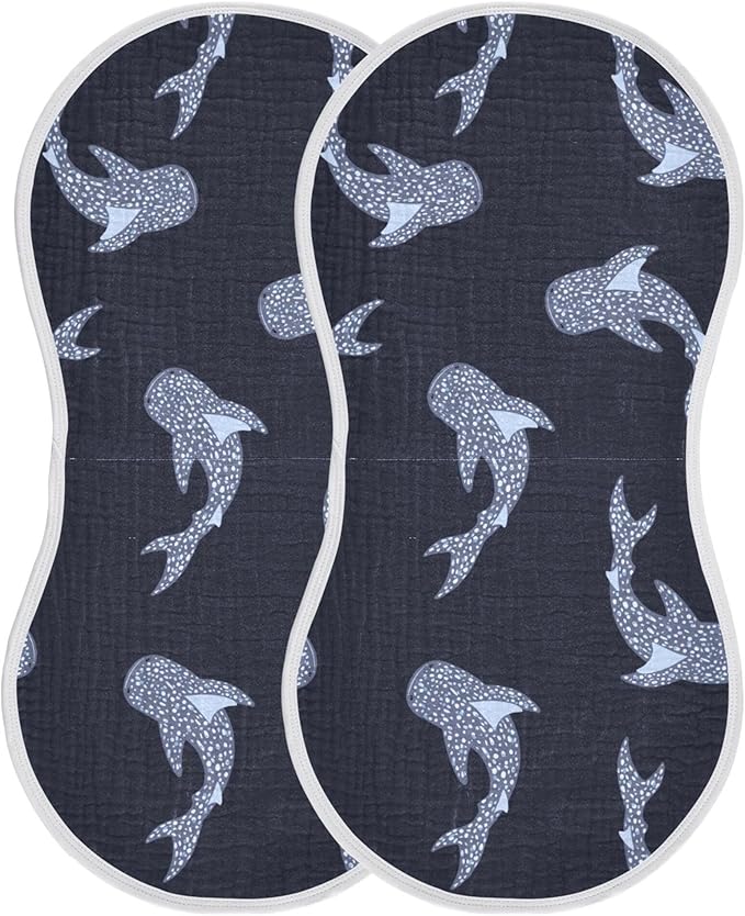 Sea Whale Sharks Burp Cloths Baby Boys Girls Absorbent Soft Cotton Burping Cloths Rags 4 Pack