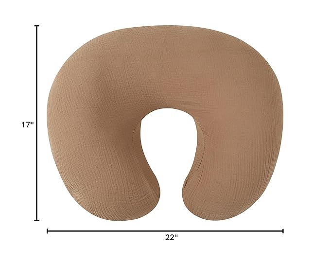Onacosht Muslin Nursing Pillow Cover Soft 100% Cotton Feeding Pillow Slipcover Fits Standard Infant Nursing Pillow for Baby Girl and Boy, Brown