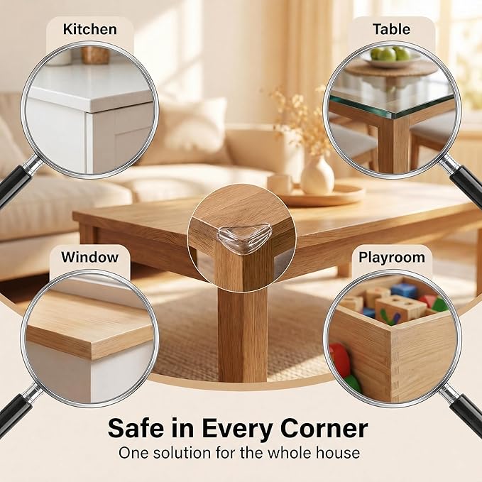 16 Pack Clear Baby Corner Protectors – Teardrop-Shaped Furniture Edge Guards for Baby Proofing – Soft PVC Table Corner Covers for Safety on Tables, Cabinets, Shelves – Childproof Bumpers for Home