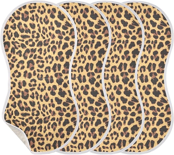 Muslin Burp Cloths for Baby Boys and Girls - 1-Pack Ultra Absorbent Leopard Print Muslin Washcloths, Newborn Towel, Milk Spit Up Rags, Burp Cloth Bib for Unisex, 22 x 11 Inch