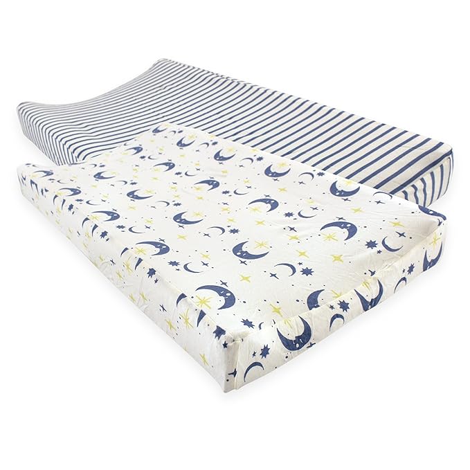 Touched by Nature Unisex Baby Organic Cotton Changing Pad Cover, Moon, One Size