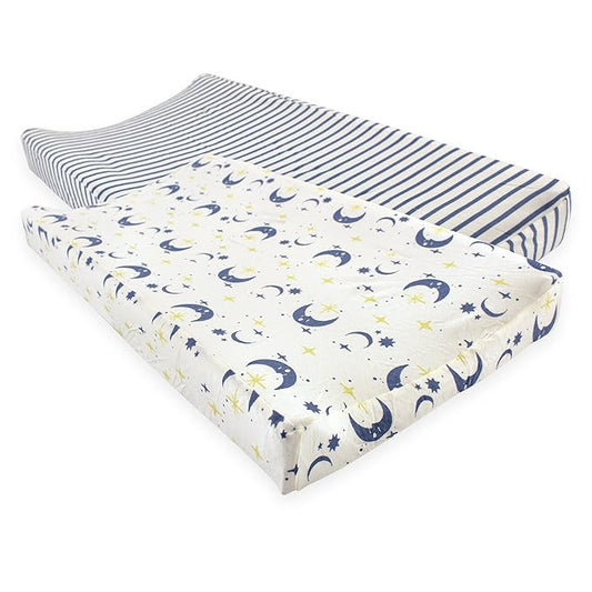 Touched by Nature Unisex Baby Organic Cotton Changing Pad Cover, Moon, One Size
