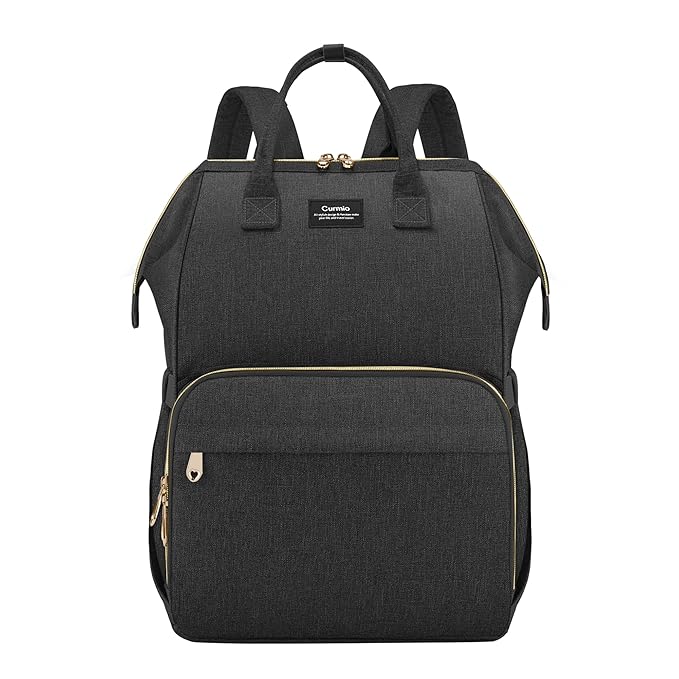 CURMIO Breast Pump Bag Backpack Compatible for Spectra S1, S2, Medela, Pumping Tote with Compartment for Cooler Bag, with Padded Laptop Sleeve for Working Moms, Black