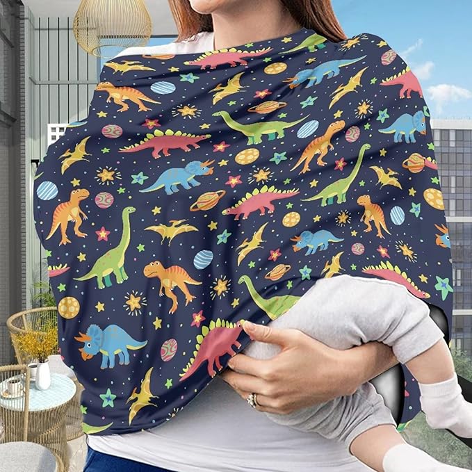 Belidome Dinosaur Breastfeeding Cover Cute Nursing Cover Up for Breastfeeding Stretchy Comfy Nursing Shawl for Women