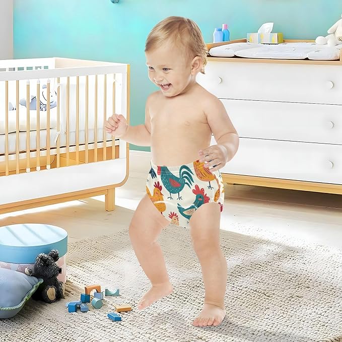 Bolaz Toddler Training Pants, Colorful Cute Chicken Cotton Potty Training Underwear for Baby Boy Girl 3-Pack