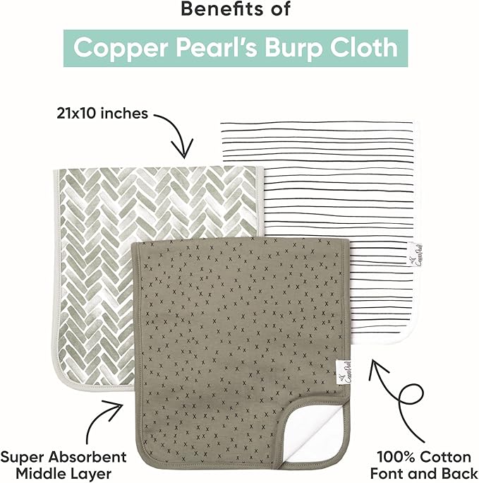 Copper Pearl Baby Burp Cloth Large 21''x10'' Size Premium Absorbent Triple Layer 3-Pack Gift Set Jurassic Park