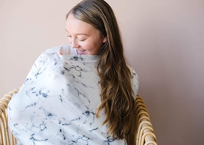 Copper Pearl Multi-Use Cover: Car Seat & Stroller Cover for Sun - Stretchy Fabric, All-Season Use, Stylish Designs, Easy Access for Moms - Marble