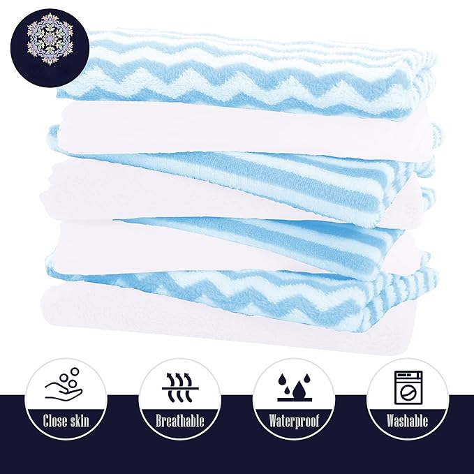 8 Pack Super Soft Baby Burp Cloths, Baby Washcloths, Ultra Absorbent Large Newborn Burping Cloth for Boy and Girl, Milk Spit Up Rags, Unisex for Baby Sensitive Skin, Aquamarine and White,16 × 12 Inch