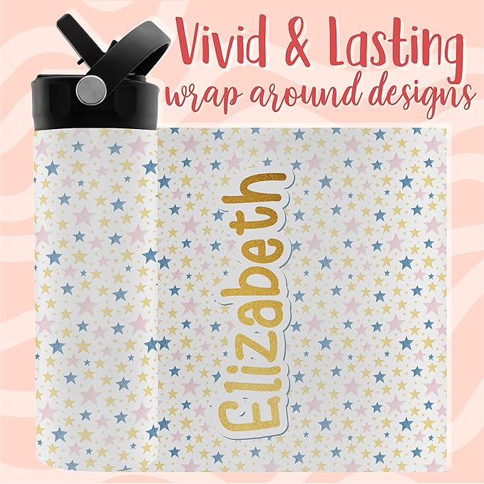 Personalized Water Bottle for Kids - 20 oz - 14 Design Options, Custom Water Bottle for Children - End of School Year Gifts, Back to School Gifts - BPA FREE, Double-Wall Insulation - Star
