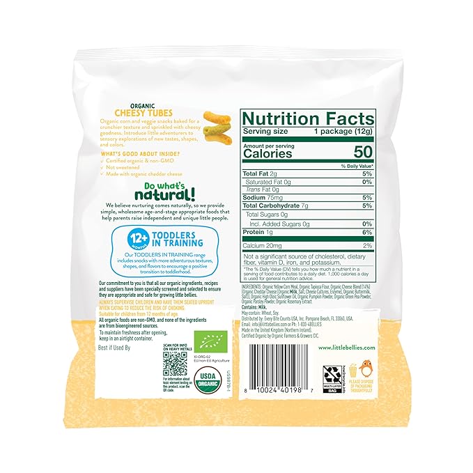 Little Bellies Organic Cheesy Tubes, 0.42 Ounce Bag (Pack of 7)
