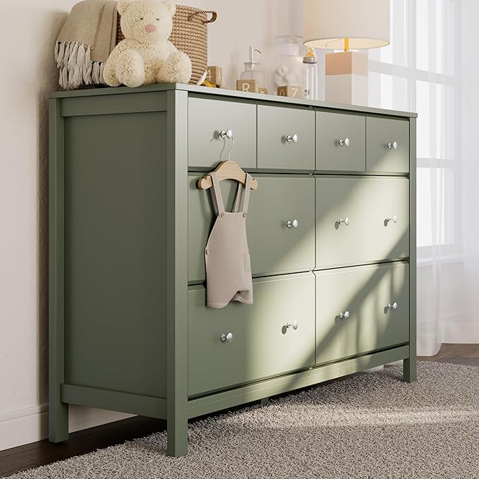 Storkcraft Horizon 6 Drawer Dresser (Olive) – GREENGUARD Gold Certified Dresser for Nursery & Kids’ Room, Modern Storage with Interlocking Drawer System
