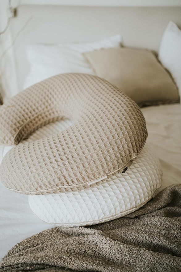 Organic Cover for Nursing Pillow • Premium Quality 100% Cotton Oeko-Tex Standard • Case for Breastfeeding and Bottle Feeding Pillow • Soft and Breathable • Only Cover (Brown Waffle)