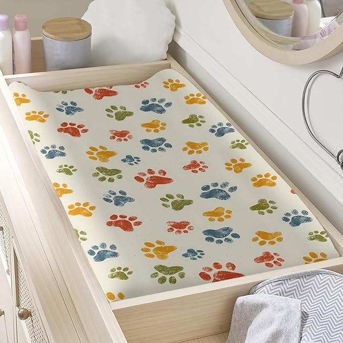Colorful Paws Changing Pad Covers Changing Table Cover for Baby Boys and Girls Soft Breathable Changing Pad Sheets Cover Comfortable and Soft