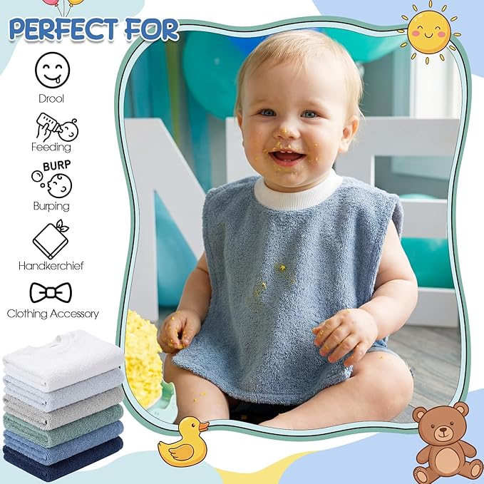 Foaincore 6 Pcs Pullover Baby Bibs Cotton Terry Toddler Absorbent Infant for Feeding and Drooling Towel Bib (Morandi Colors)