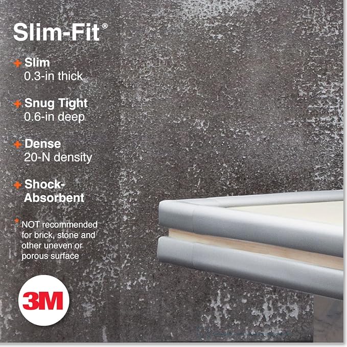 Roving Cove Slimfit Corner Edge Protector for Baby Proofing (Small 18ft Edges 8 Corners), Furniture Safety Bumper Guard, Soft NBR Rubber Foam, 3M Adhesive, Stone Grey