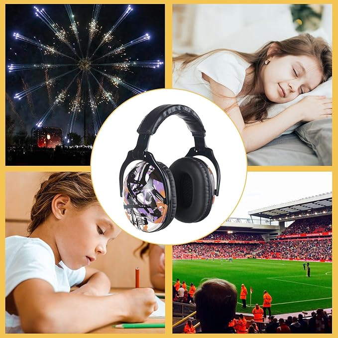 Kids Hearing Protection,25dB NRR Noise Reduction,Sound Proof for Kids,Toddler,Safety Earmuffs for Concert,Airplane,Autism,Monster Jam,Travel,School- Purple Graffiti