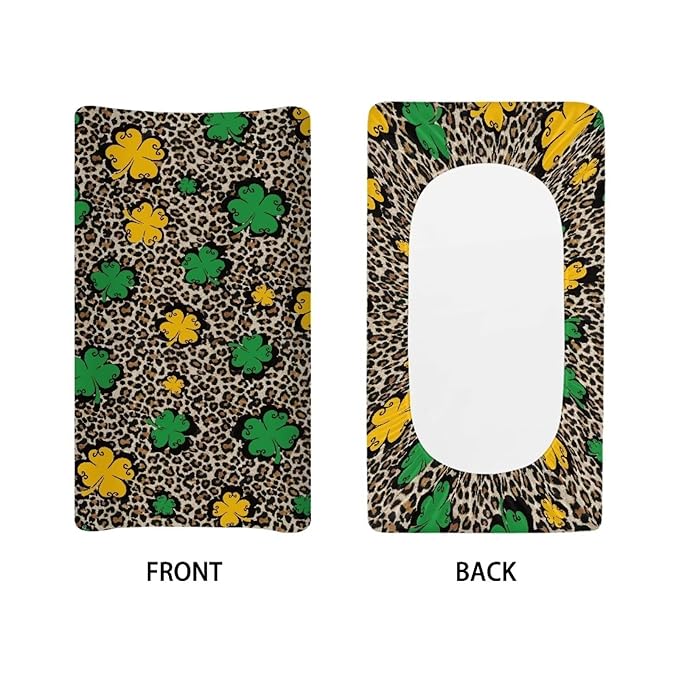 St. Patrick's Day Changing Pad Cover for Baby Girls Boys Special Leopard Comfort Diaper Change Table Pad Covers Soft Breathable Changing Pad Sheets