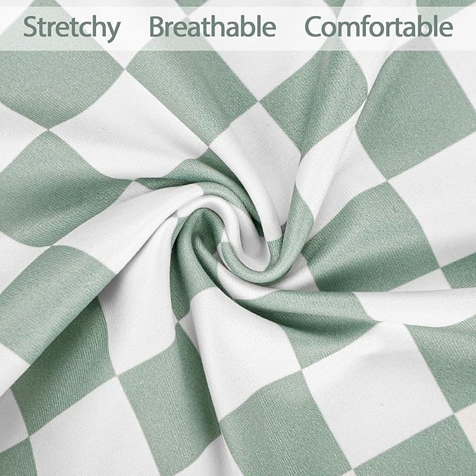 DILIMI Nursing Pillow Cover, Soft Stretchy Nursing Cover for New-Designed Breastfeeding Pillow, Removable Slipover for Baby Boy and Girls, Green Checkered Only Cover