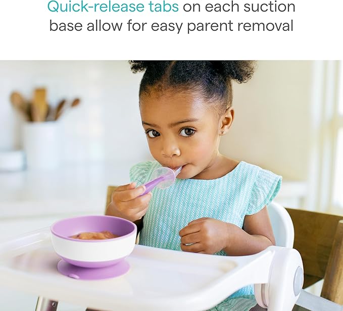 Munchkin Stay Put Munchkin Suction Baby Bowls with Lids - Dishes for Babies and Toddlers, Self-Feeding Bowl Set for Kids 6+ Months, 3 Pack, Pink/Purple