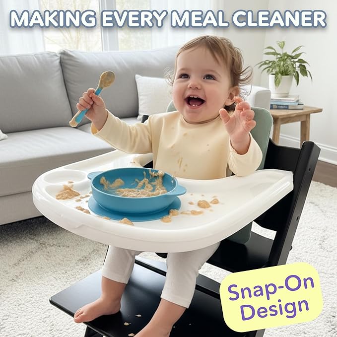Replacement Tray & Cover for Stokke Tripp Trapp Highchair | Combo of Matte White Tray + Clear Cover for Easy Cleaning & Strong Suction