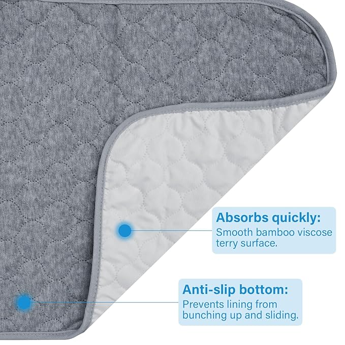 Baby Thicker Diaper Changing Quilted Pad Liner, Non-Slip 3 Pack Heavy Absorbency Reusable Incontinence Pads for Kids Changer Washable Underpads(FDYQ)