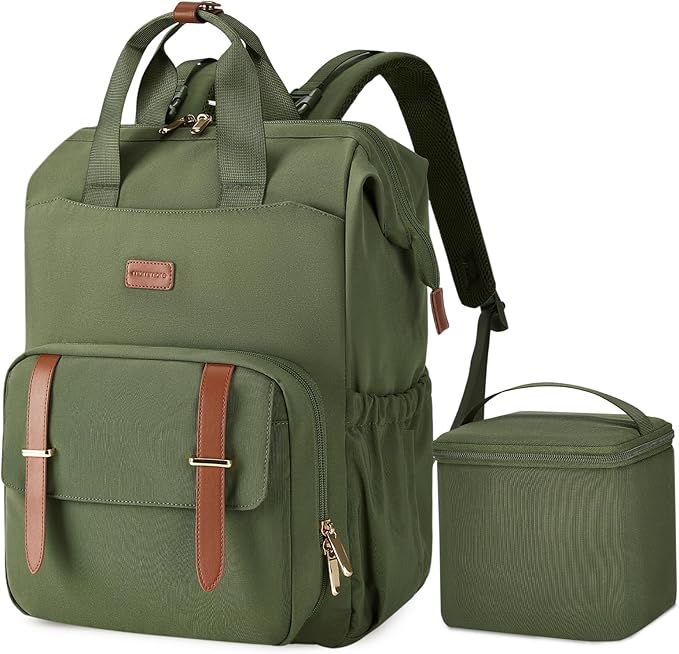 mommore Breast Pump Backpack for Spectra S1,S2 Medela Large Diaper Backpack for Working Moms with 15.6 inch Laptop Sleeve, Green