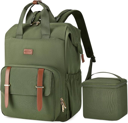 mommore Breast Pump Backpack for Spectra S1,S2 Medela Large Diaper Backpack for Working Moms with 15.6 inch Laptop Sleeve, Green