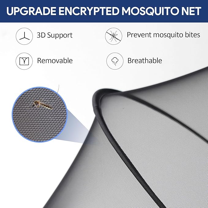 Bassinet Mosquito Net Cover to Keep Cats & Bugs Out, Two-Way Zipper, Breathable Mesh for Bedside Sleeper/Travel Crib, Portable with Storage Bag (Black)