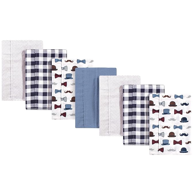 Little Treasure Unisex Baby Cotton Flannel Burp Cloths, Handsome Fella 7-Pack, One Size