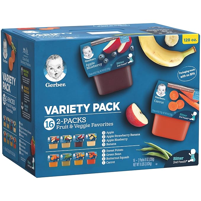 Gerber Purees Veggie, Fruit & My 1st Veggies Variety Bundle (16 Count)