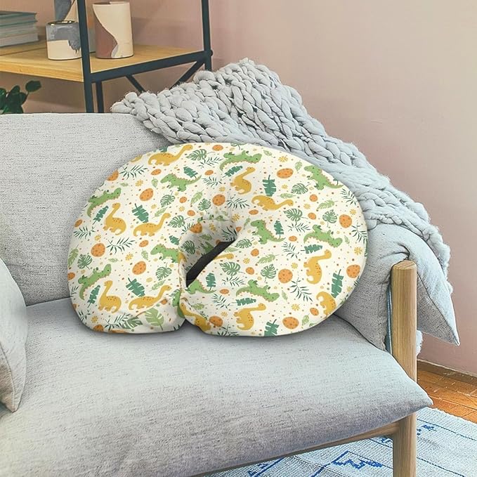 Dinosaur Floral Nursing Pillow Cover, Quick-Dry Fabric Fits The Original Support Pillow for Breastfeeding and Bottle Feeding Nursing Pillow Cover with Hidden Zipper