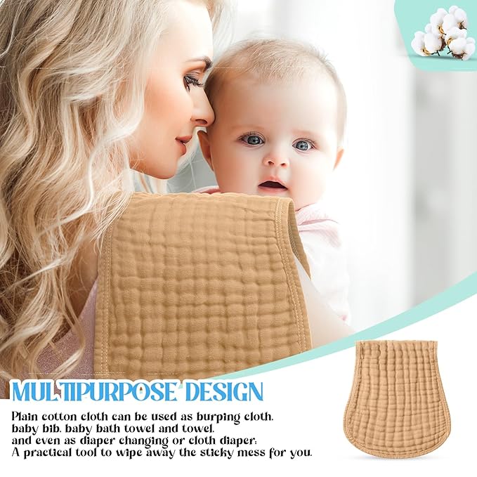 Frienda 6 Pack Muslin Burp Cloths Cotton Large 20''x 9'' Extra Absorbent and Soft Baby Burping Cloth for Baby Boy Girl Unisex(Cute Colors)