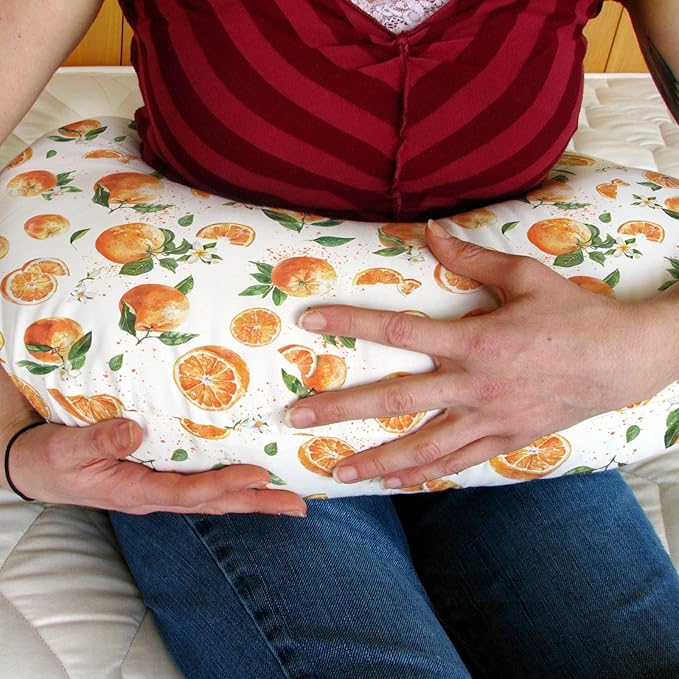 Watercolor Oranges Baby Nursing Pillow Covers for Boy Girl Orange Branches Flowers Leaves Nursery Slipcovers for Breastfeeding Pillows Summer Citrus Fruits Soft Stretchy Covers for Newborn Infant
