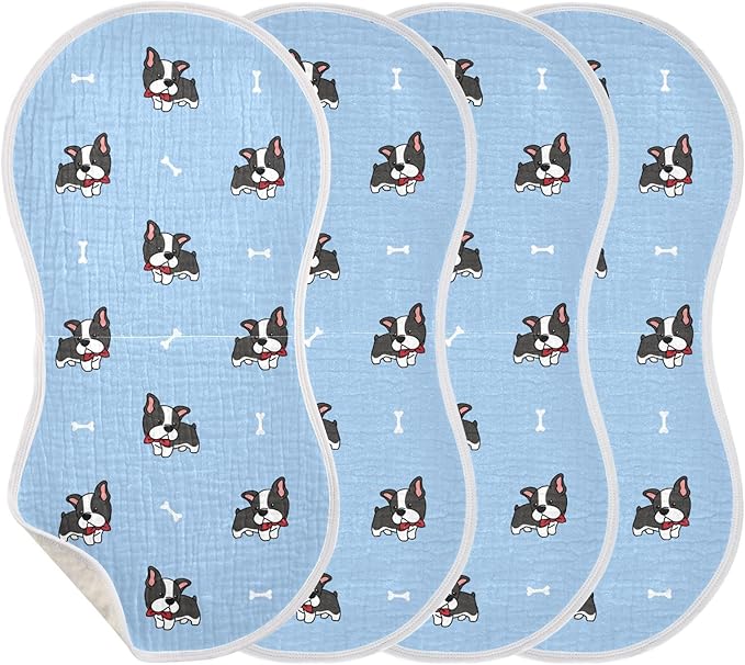 vvfelixl Burp Cloths Boston Terrier Dog for Baby Boy Girls Baby Washcloths Burp Rags 1 Pack Blue