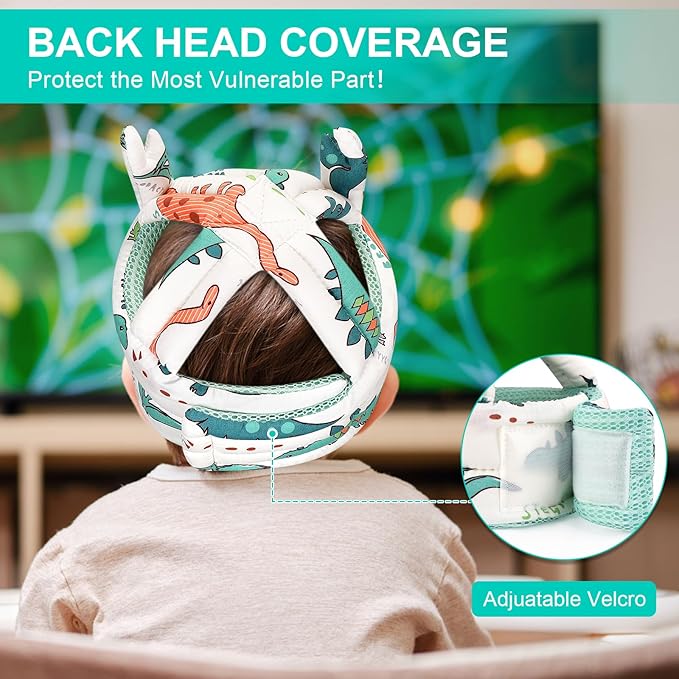 Accmor Baby Head Protector for Crawling Walking, Cute Baby Helmet No Bumps Adjustable Infant Safety Cap, Breathable Protective Kid Headguard Soft Cushion Anti-Collision Toddler Helmets for 6m-24m Kid