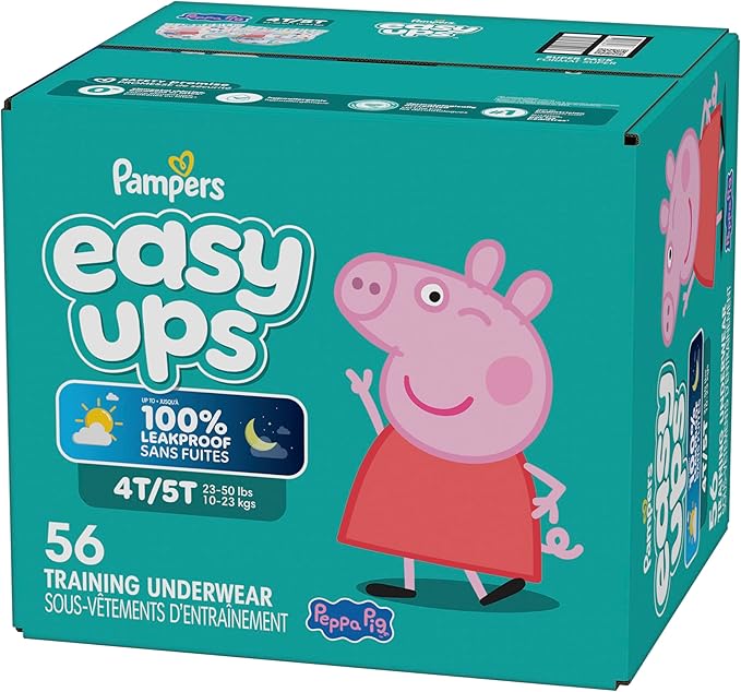 Pampers Training Pants - Easy Ups Girls & Boys - Size 4T-5T, 56 Count, Peppa Pig Potty Underwear (Packaging May Vary)
