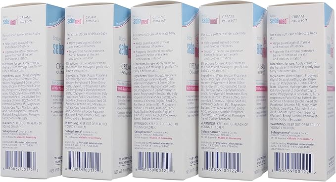 Sebamed Baby Cream Extra Soft Ultra Mild Moisturizer for Delicate Skin with Panthenol (200mL) Pack of 5