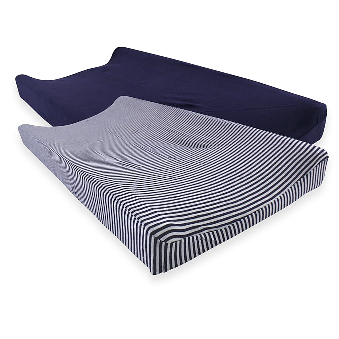 Touched by Nature Unisex Baby Organic Cotton Changing Pad Cover, Navy Heather Gray, One Size