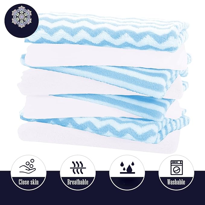 16 Pack Super Soft Baby Burp Cloths, Baby Washcloths, Ultra Absorbent Large Newborn Burping Cloth for Boy and Girl, Milk Spit Up Rags, Unisex for Baby Sensitive Skin, Aqua and White, 16 x 12 Inch