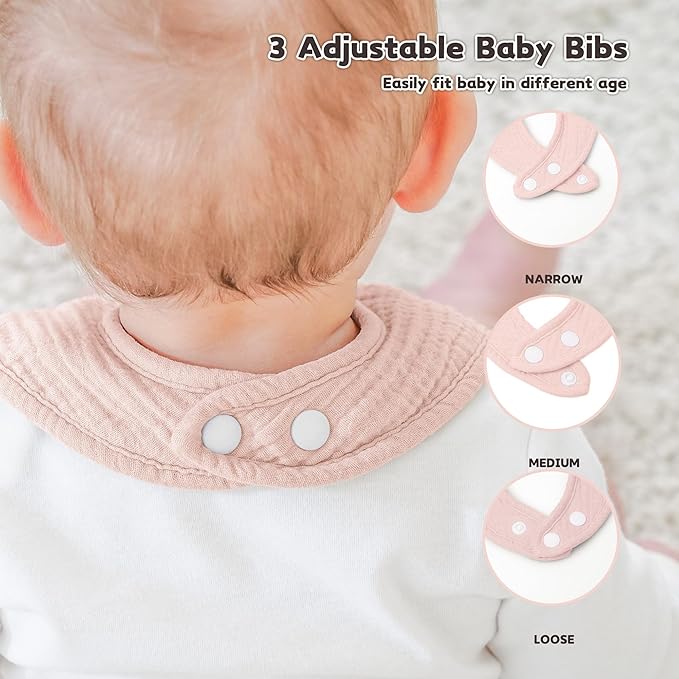 Susurration Muslin Baby Drool Bibs 10Pack Soft Square Adjustable Bandana Bibs for Unisex Baby Girls & Boys