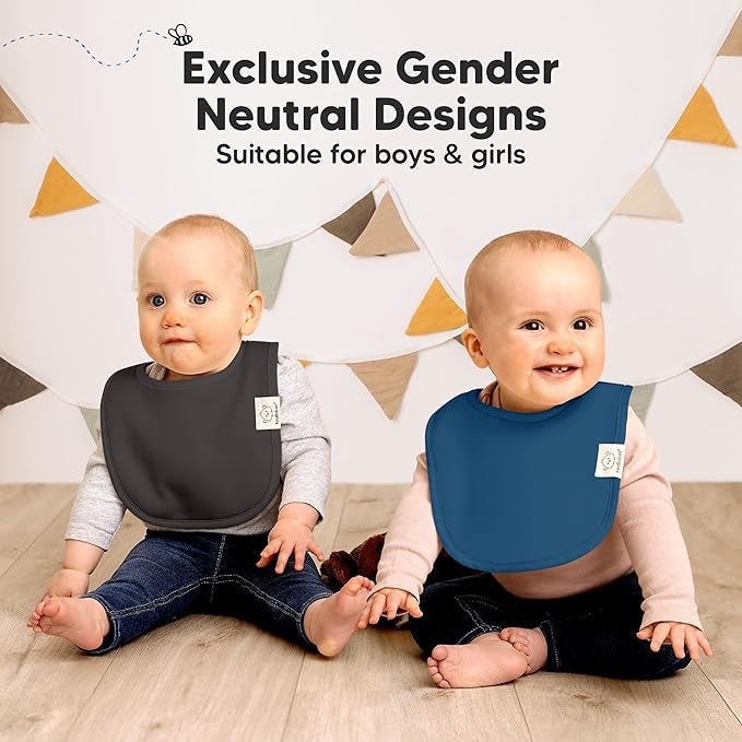 8-Pack Organic Baby Bibs for Boys, Girls - Soft Cotton Drooling and Teething Bibs for Baby Girl & Boy, Extra Absorbent, Easy To Clean & Put On for Toddler, Newborn, Infant 0-24 Months (Hunter)