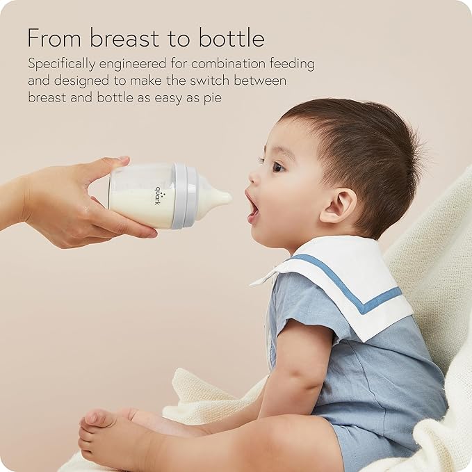 BuubiBottle Max Slow Flow Bottle for Newborn Babies by Quark - with Anti-Colic RealFeel Nipple to Simulate Breastfeeding - BPA-Free, PVC-Free, Toxin-Free - 8 Oz Bottle with Lid, 2 Pack - Gray