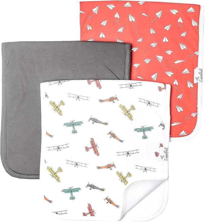 Copper Pearl Baby Burp Cloths for Boys & Girls - Cotton Burp Cloths Baby Girl & Boy, 3 Pack Soft Spit Up Rags, Extra Absorbent Layers for Newborn, Infant Towels, 21x10 in - Ace Set