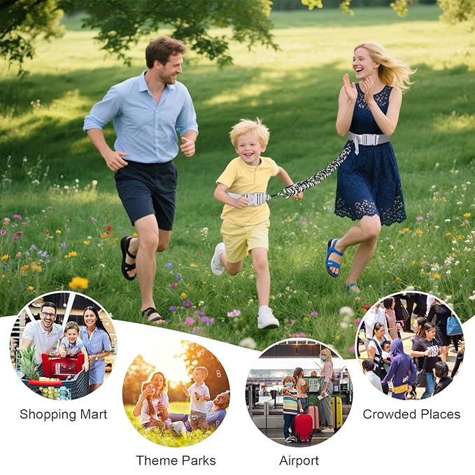 Accmor Toddler Waist Leash, Hands-Free Baby Safety Belt Anti Lost Waist Link with Lock, Reflective Kids Leash Child Secure Public Walking Tether for Boys Girls & ADHD/ASD Autistic Children