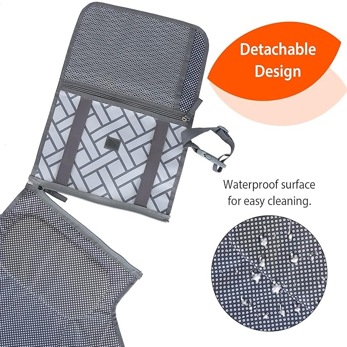 Portable&Foldable Diaper Changing Pad, Moclever Detachable Travel Changing Mat with Waterproof & Easily Cleanable Folding Nappy Changing Travel Mat,Newborns Essentials, Baby Shower Gifts-Grey