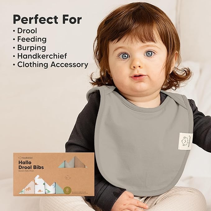 KeaBabies 8-Pack Bibs for Baby Girl, Boy - Pullover Large Baby Bibs for Drooling and Teething Infant, Newborn, Soft & Absorbent Organic Cotton, Long Torso Coverage Keep Toddler Clean & Dry (Roarsome)