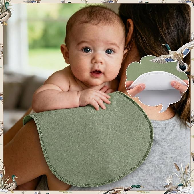 Boao 4 Pcs Mallard Duck Baby Burp Cloths Duck Hunting Soft Plush Newborn Spit up Rags Mallard Burp Cotton Cloths Rag for Boy Girl Newborn Infant Gifts Nursery Decor 20.87 x 9.84 Inches(Hunting,Green)